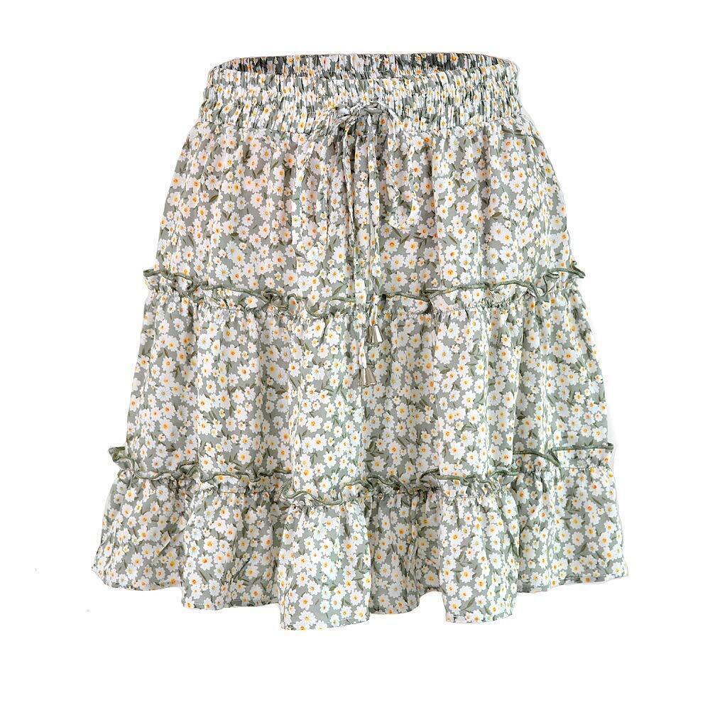 8646 Summer Cute Beach Ruffle Skirt Flounce Frilled Mini Skate Skirts